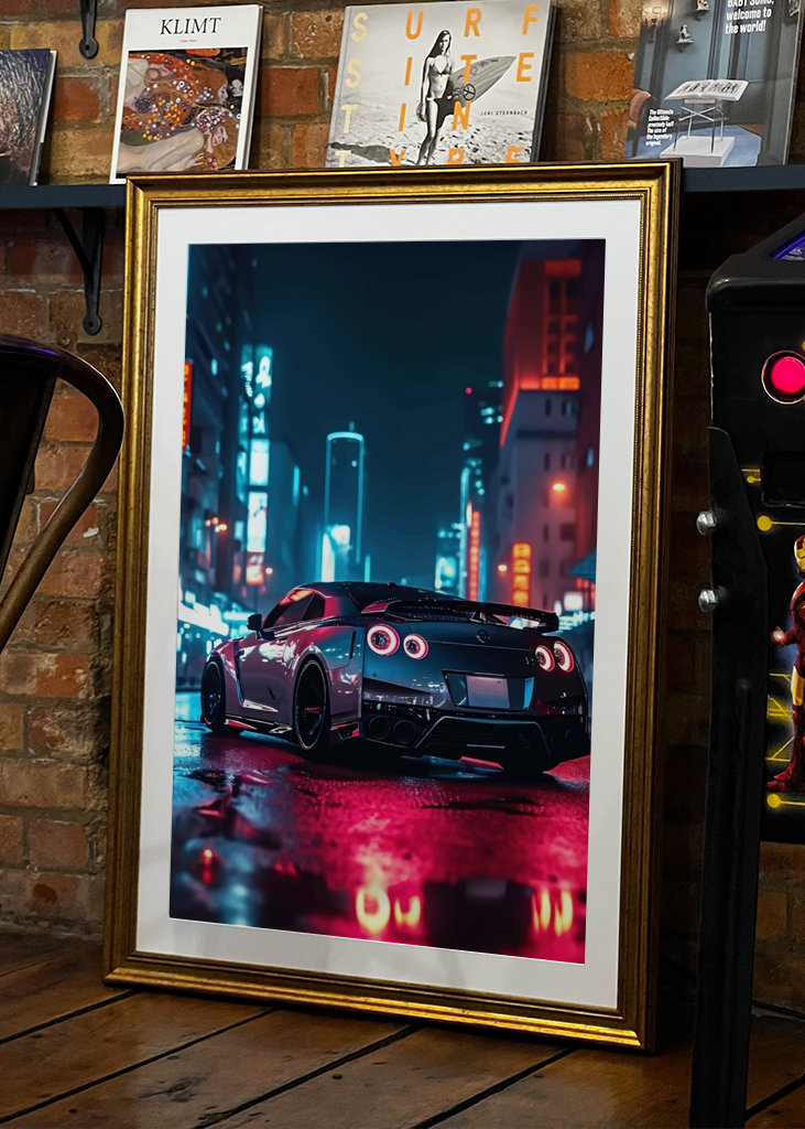 Nissan GTR sob luz de néon