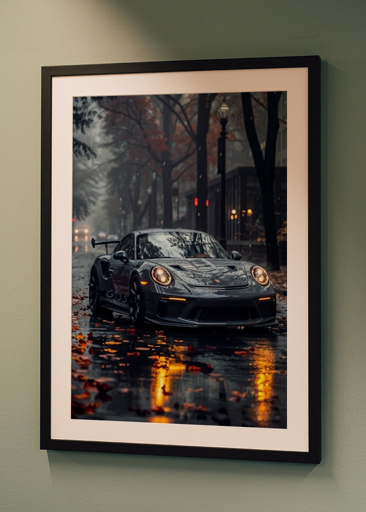 Porsche 911 op regenachtige dag