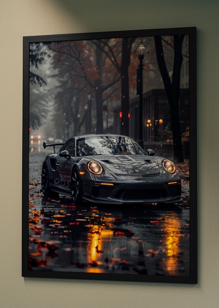 Porsche 911 op regenachtige dag