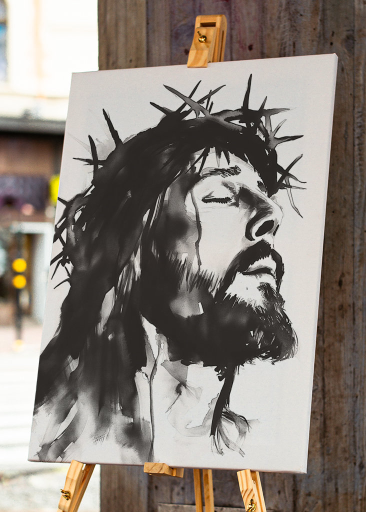 Inkoustová malba Ježíše Krista