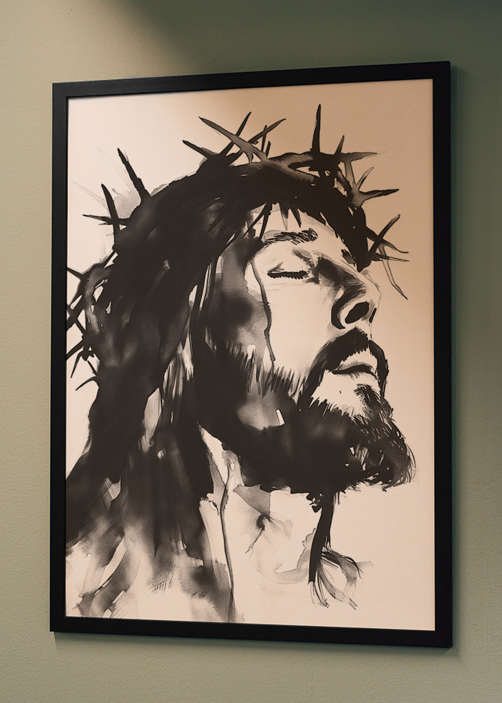 Inkoustová malba Ježíše Krista