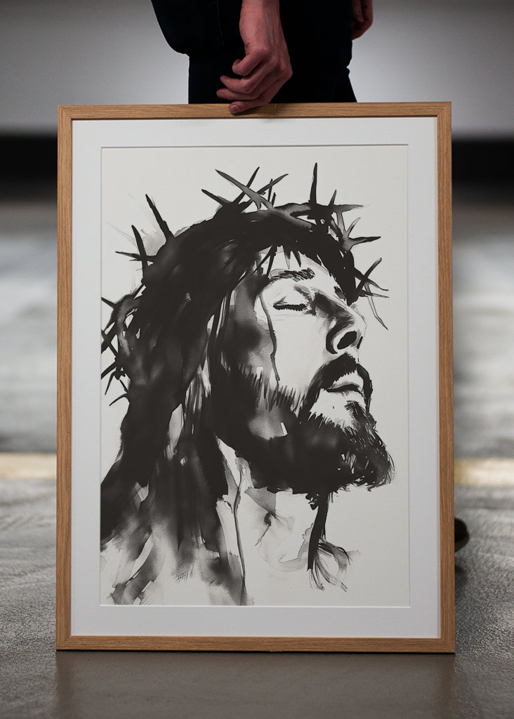 Inkoustová malba Ježíše Krista