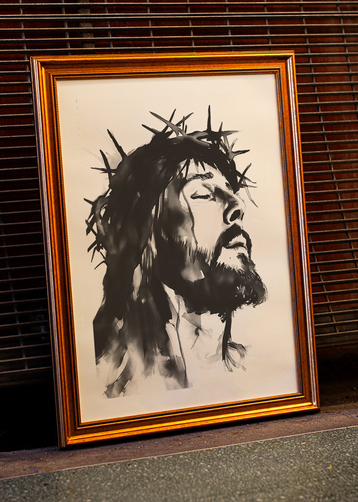 Inkoustová malba Ježíše Krista