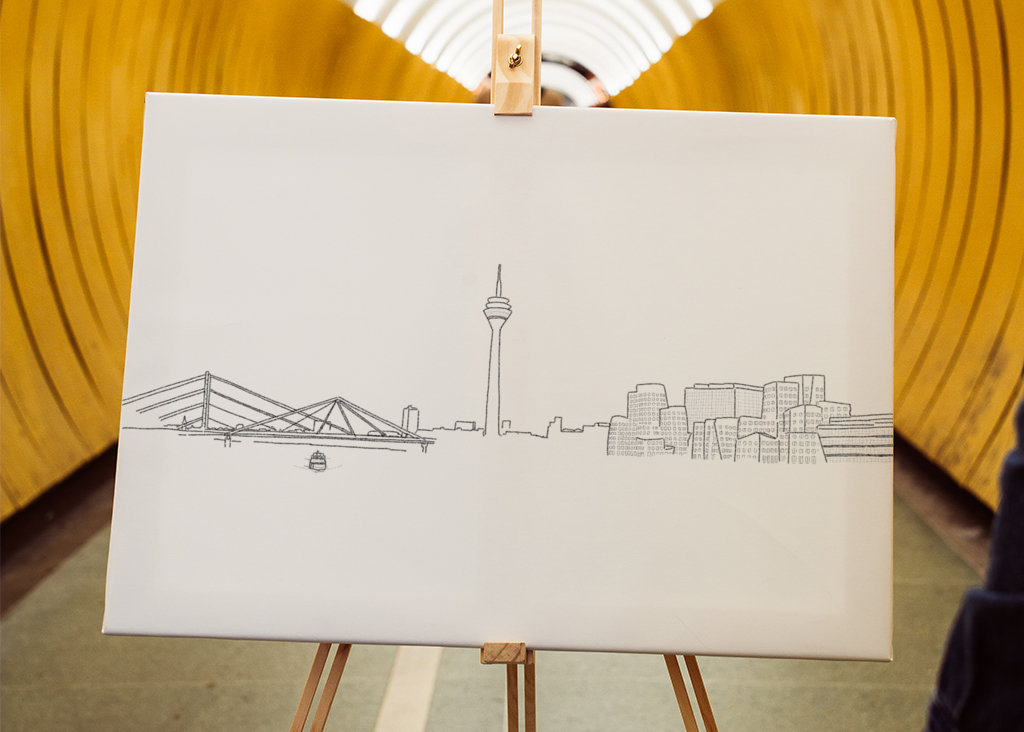 Panorama Düsseldorfu na tužce