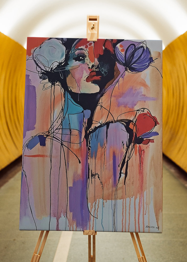 Woman with Large Flowers.