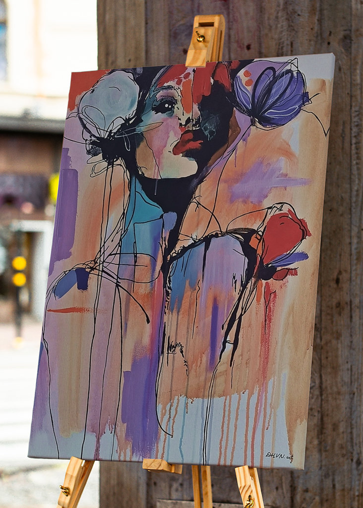 Woman with Large Flowers.