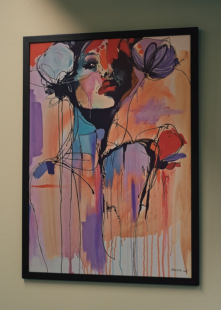 Woman with Large Flowers.