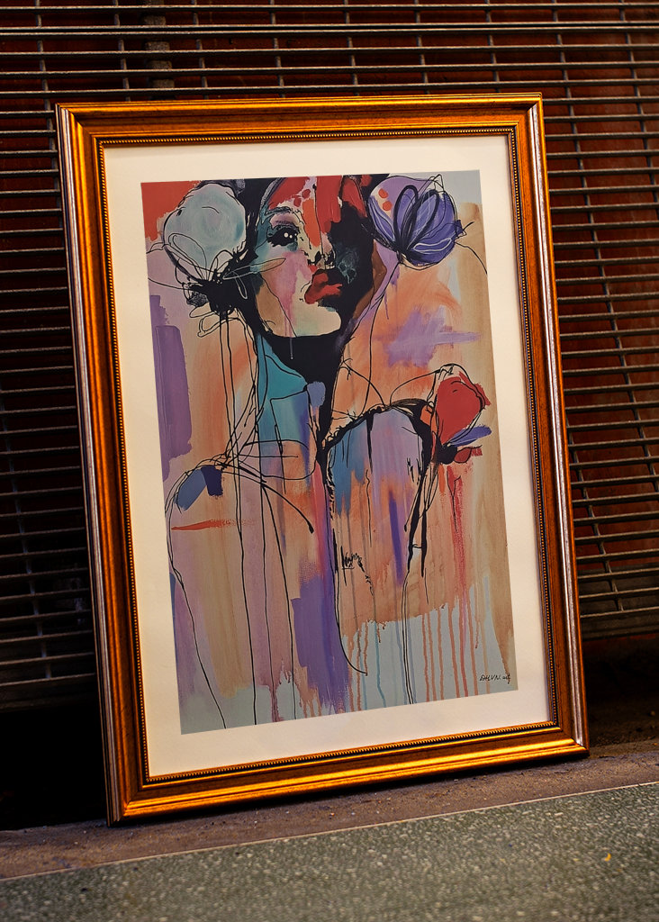 Woman with Large Flowers.