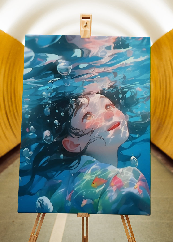 Japansk pige under vandet