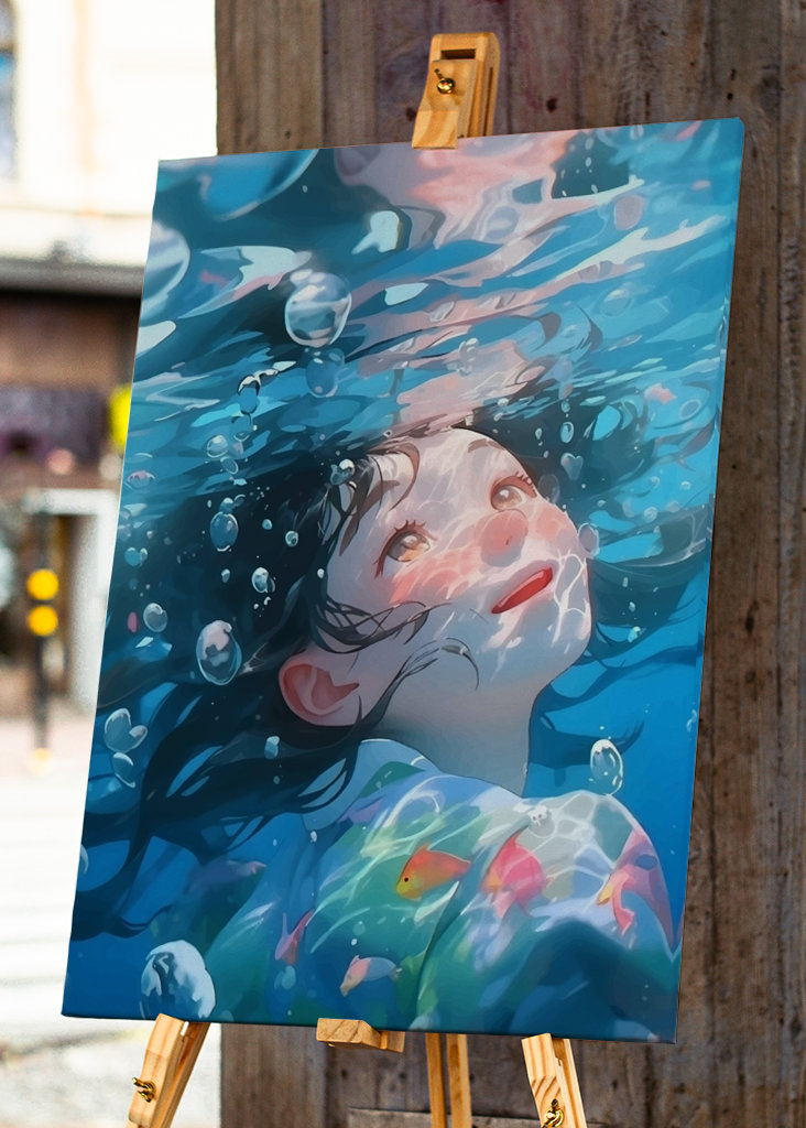 Japansk pige under vandet