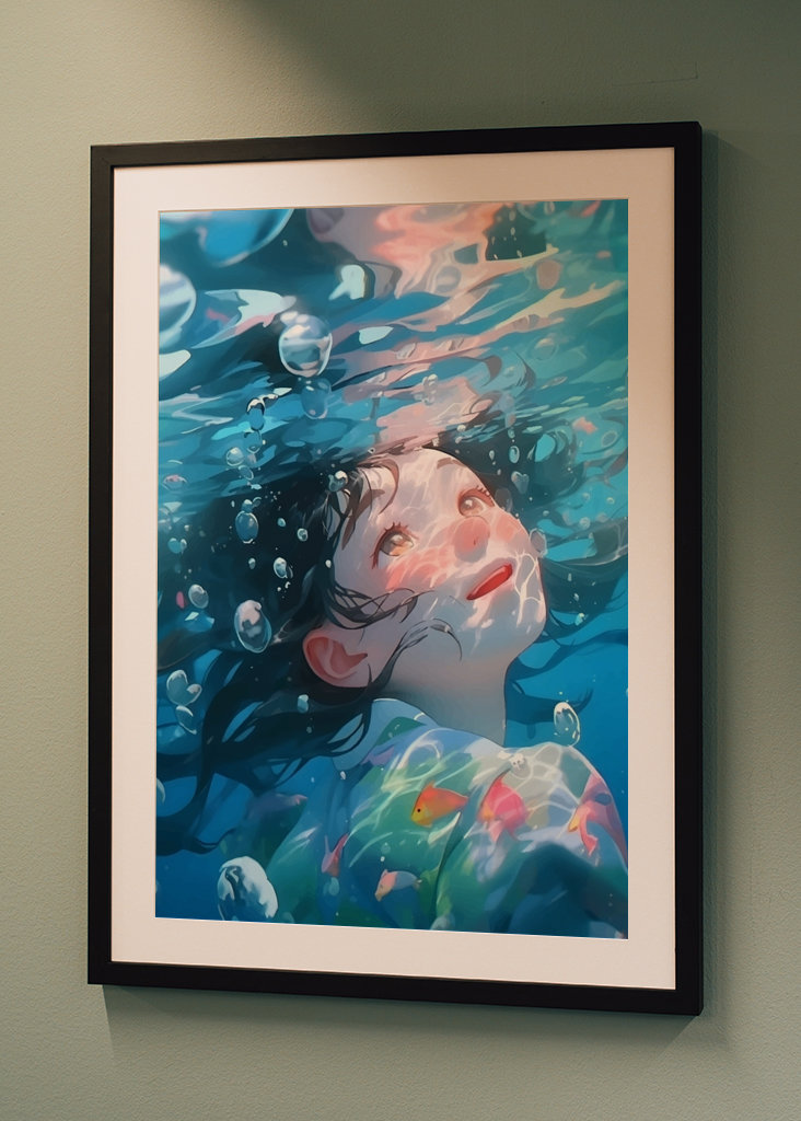 Japansk pige under vandet