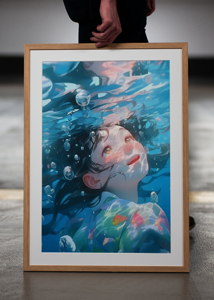 Japansk pige under vandet