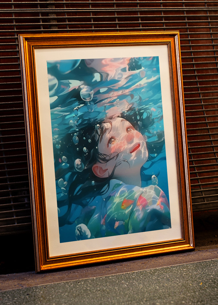 Japansk pige under vandet