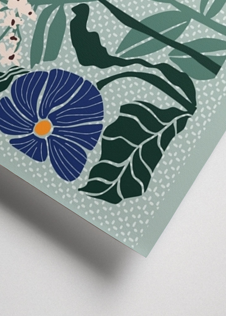 Klimt flowers light blue