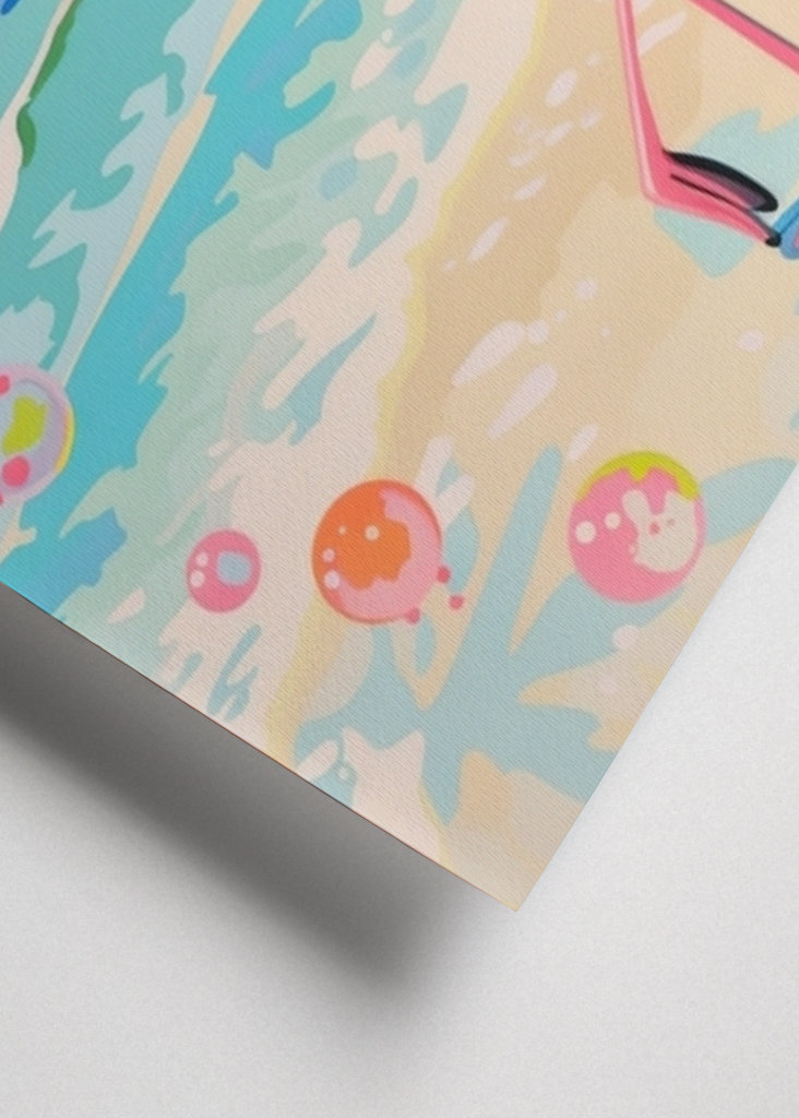 Fenicottero rosa e bolle di sapone