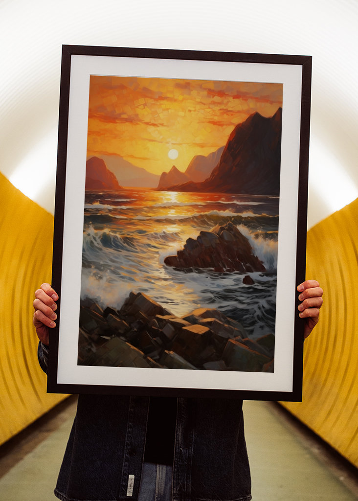 Waves in Lofoten Midnight Sun