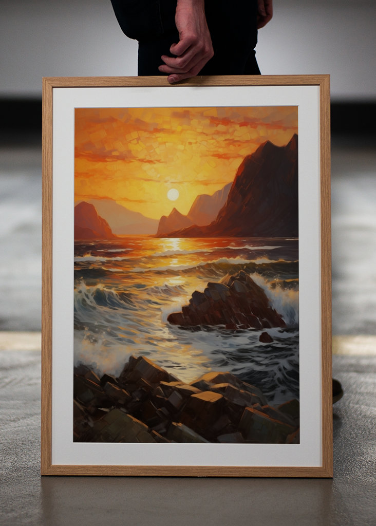 Waves in Lofoten Midnight Sun