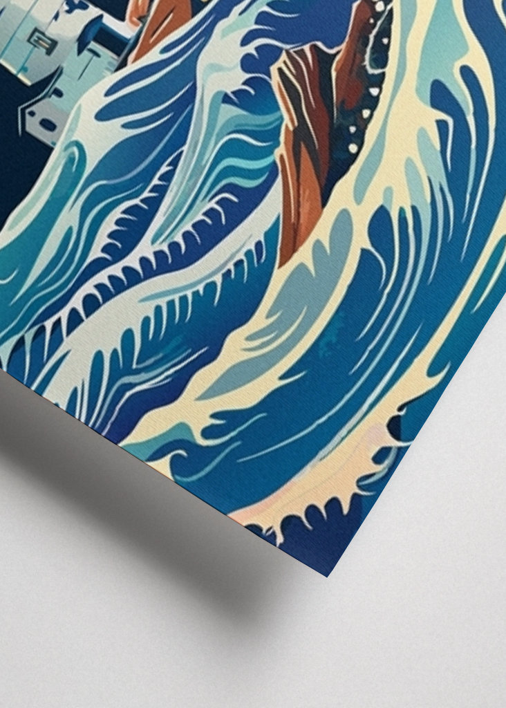 Vuurtoren en grote golf