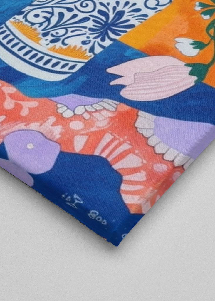 Flowers in patterned vases