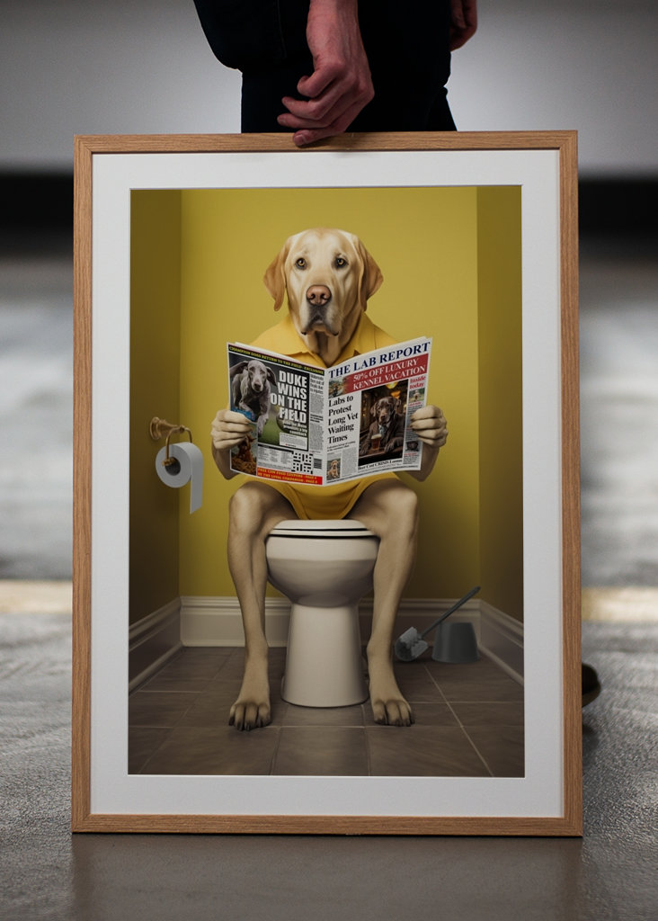 Žlutý labrador na záchodě