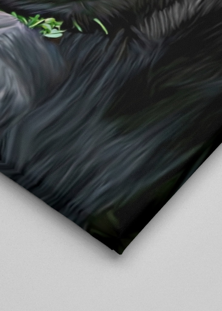 Pintura de un gorila comiendo