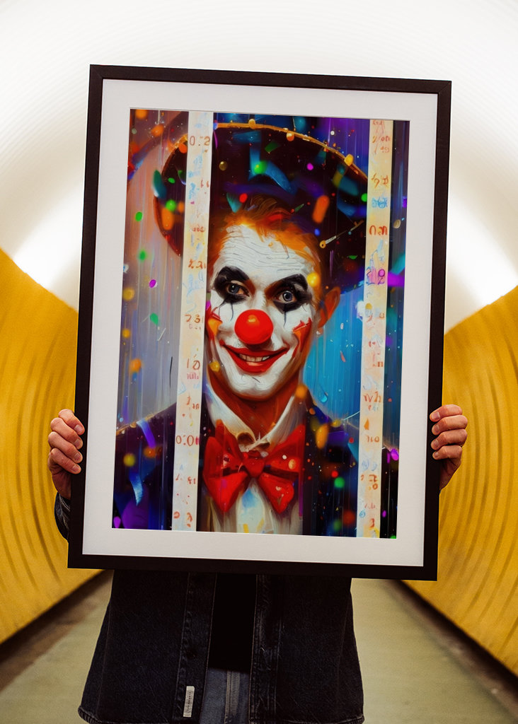 Clown in the confetti rain