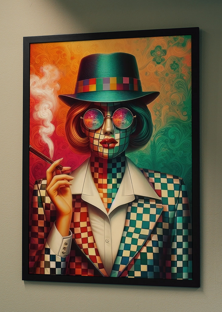 Fargerik røykende kvinne