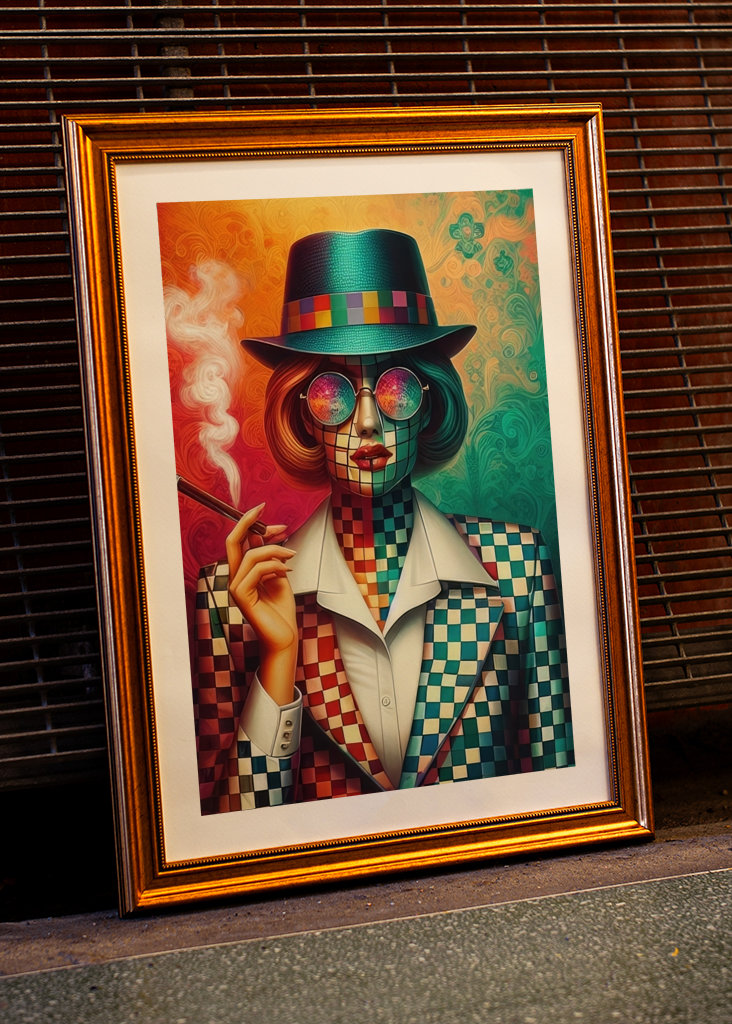 Fargerik røykende kvinne