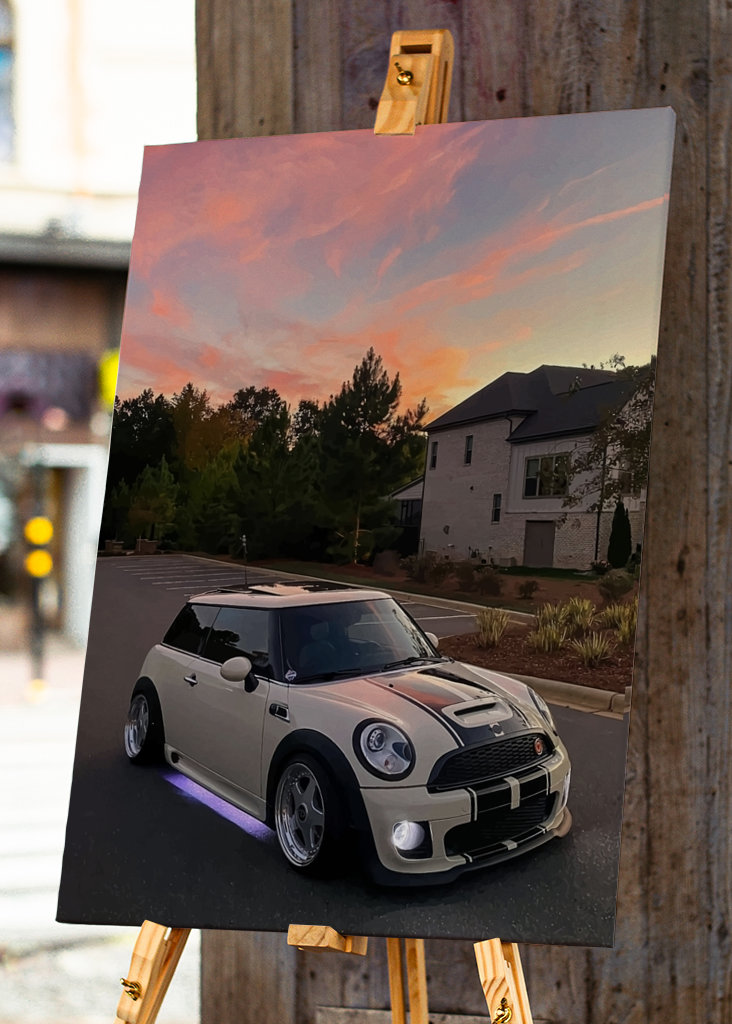 Witte auto met mooi uitzicht