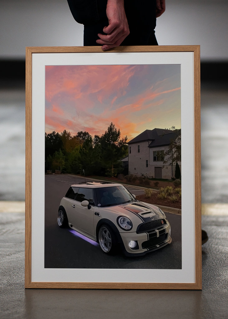 Witte auto met mooi uitzicht