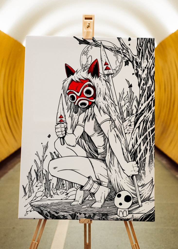 prinsesse, mononoke Tegning