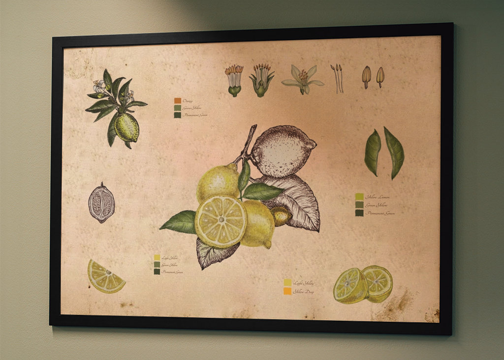 Vintage botanický citron