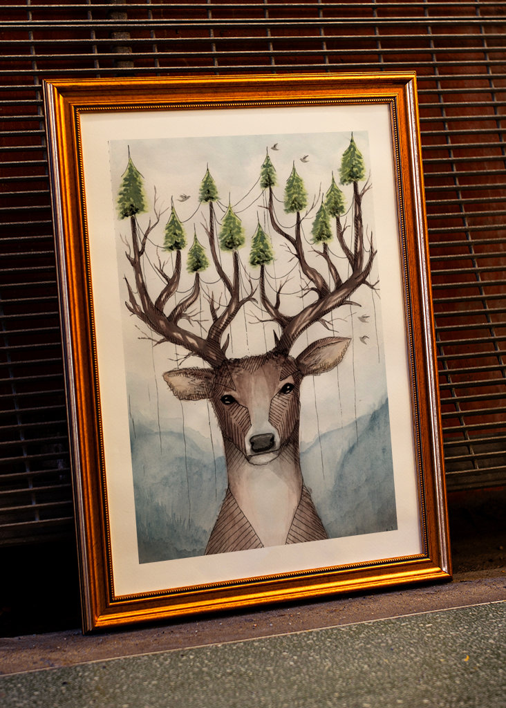 Deer with antlers