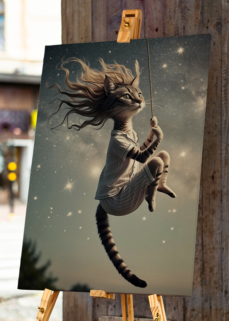 Cat in Pajamas Swinging