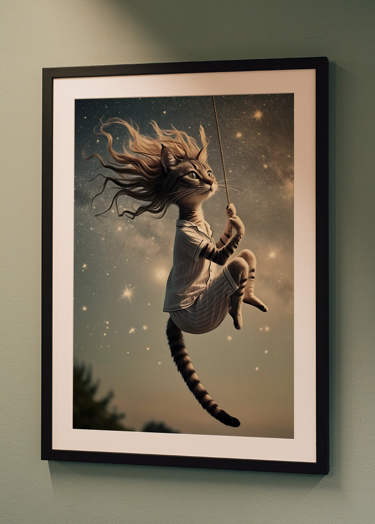 Cat in Pajamas Swinging