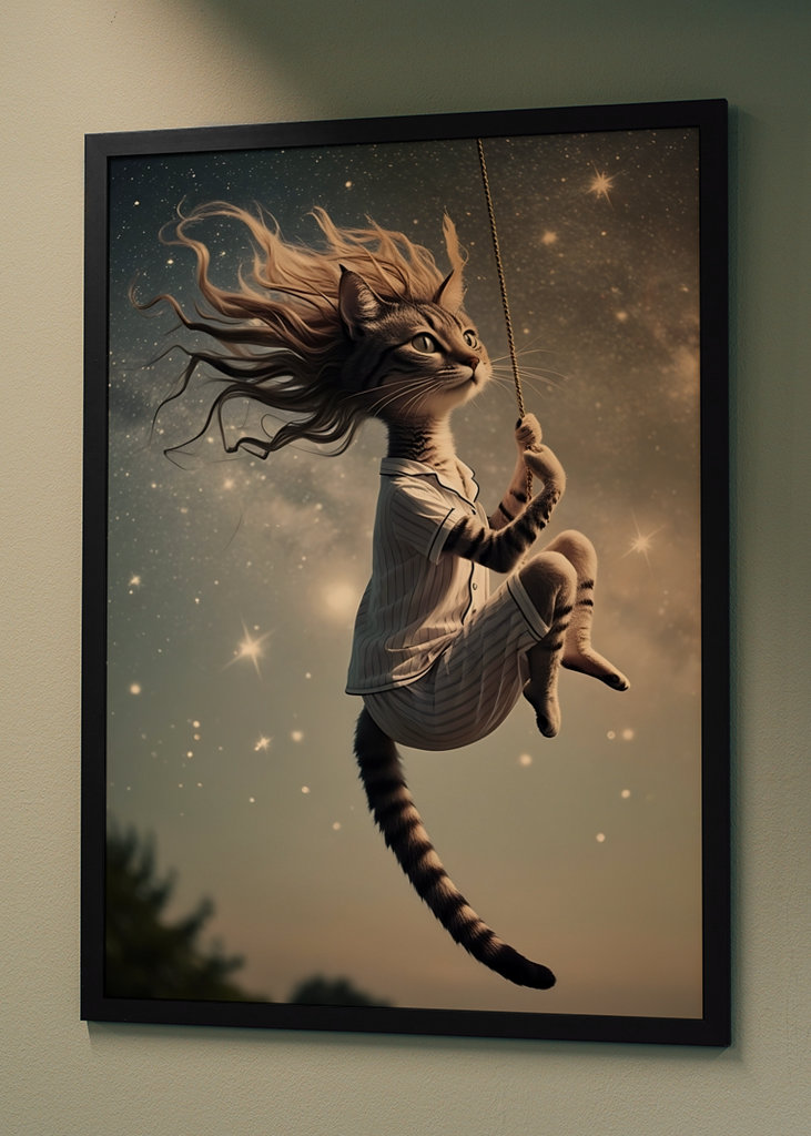 Cat in Pajamas Swinging