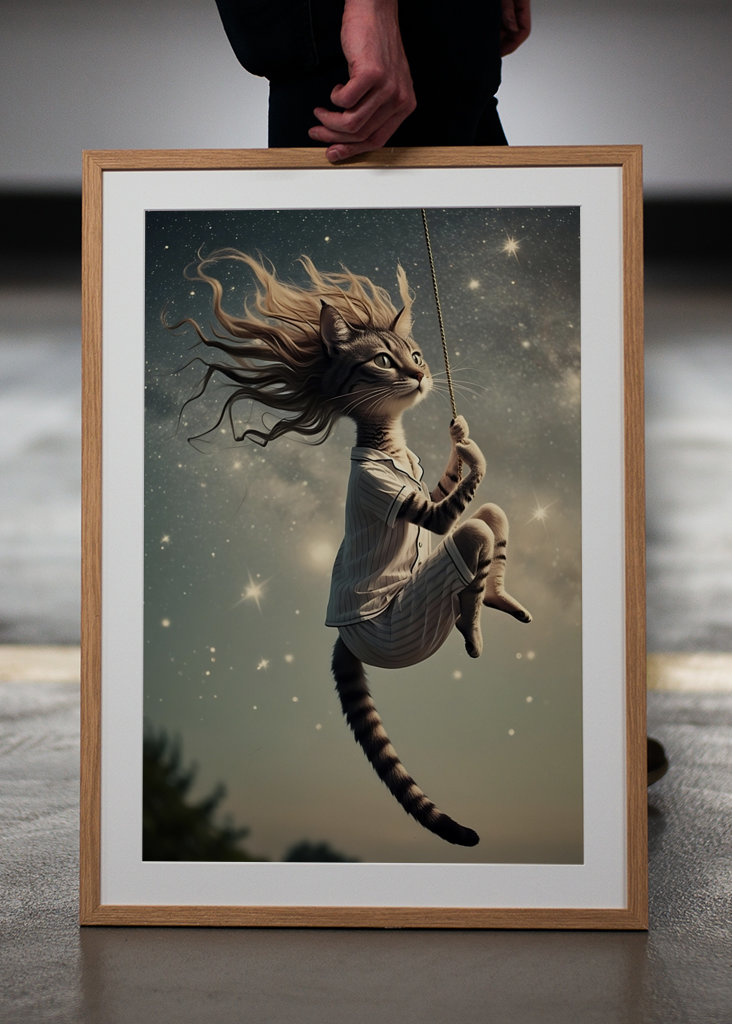 Cat in Pajamas Swinging