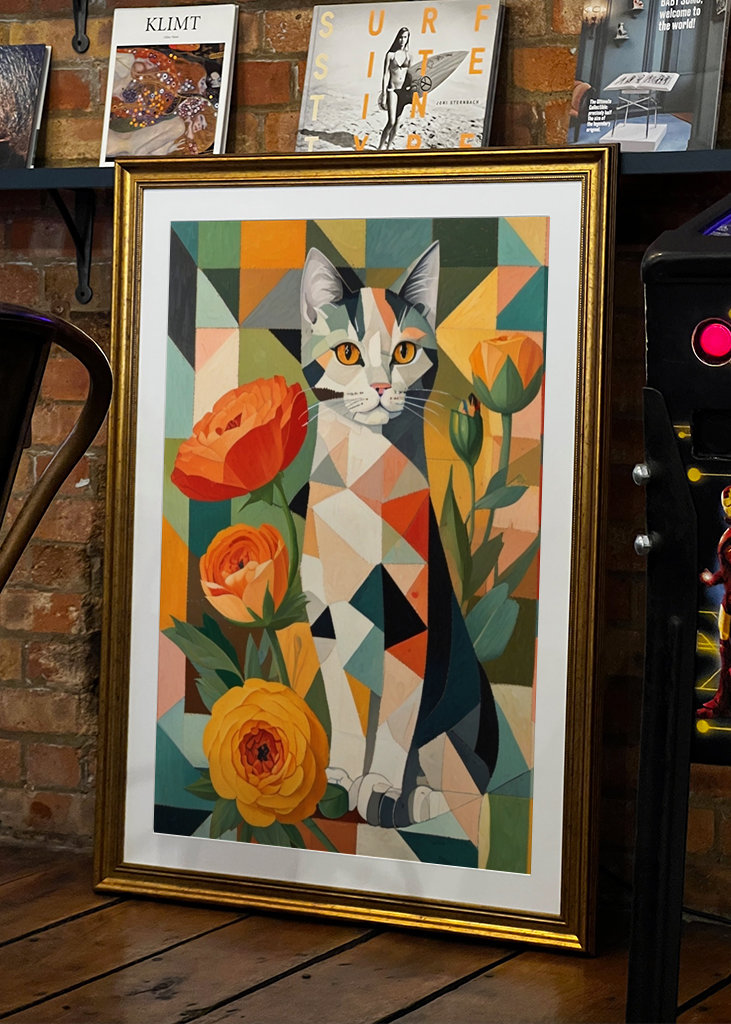 Ranúnculo Con Un Gato Cubismo