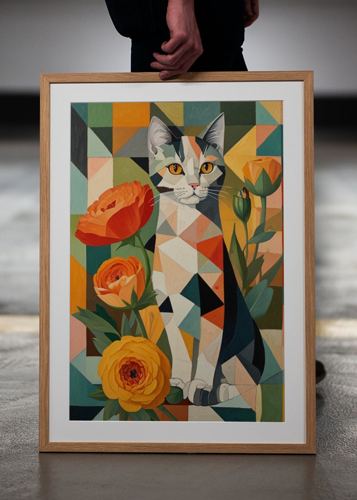 Ranúnculo Con Un Gato Cubismo