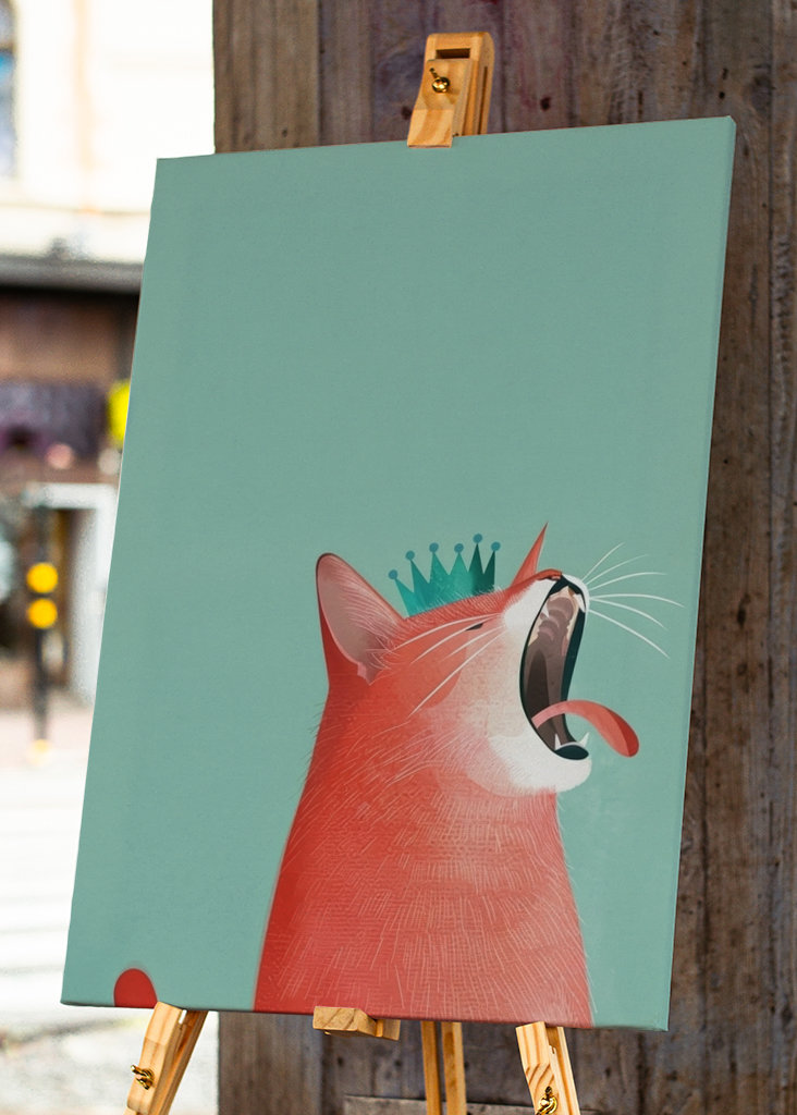 Červená kočka s korunou