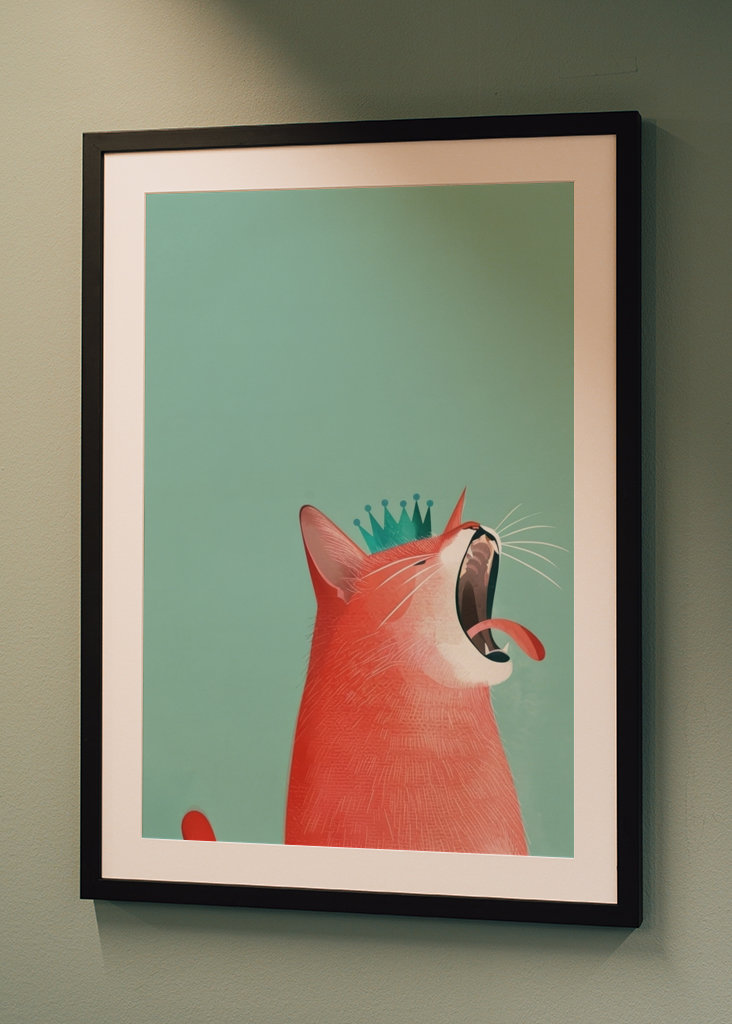 Červená kočka s korunou