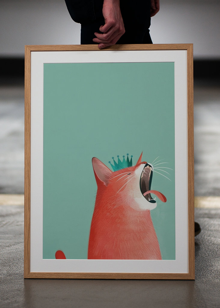 Červená kočka s korunou