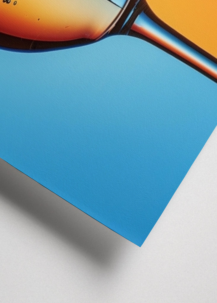 Blue and orange wine glass