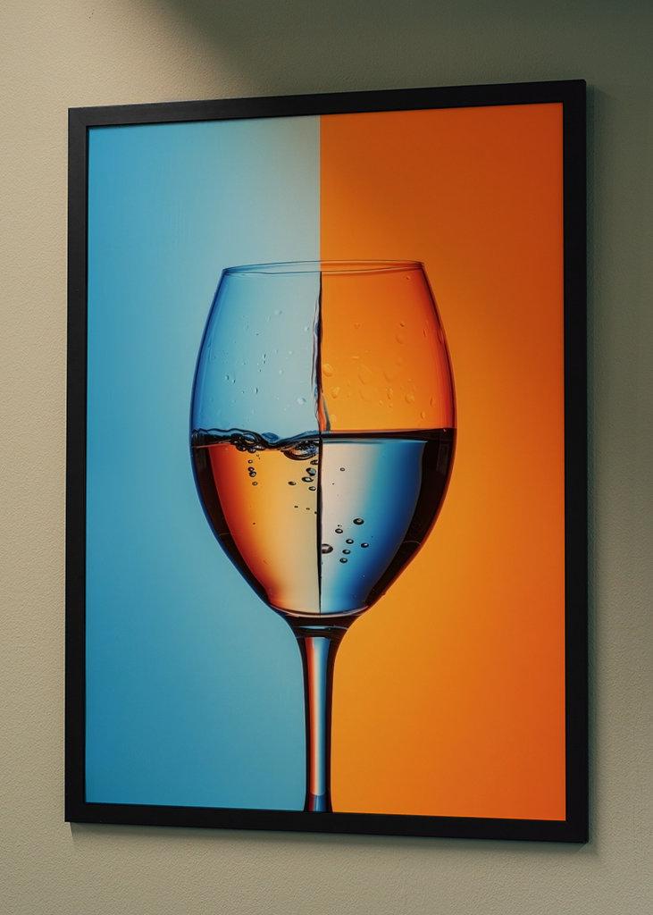 Blue and orange wine glass