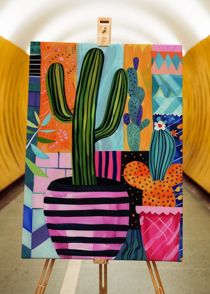 Cactus on colorful background