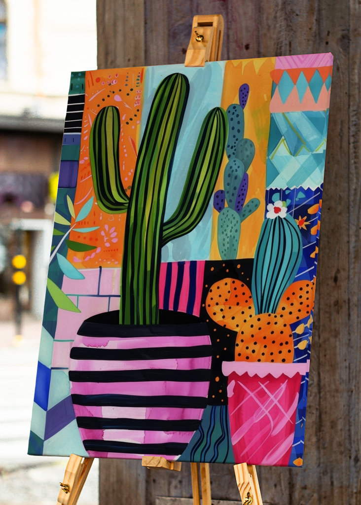 Cactus on colorful background