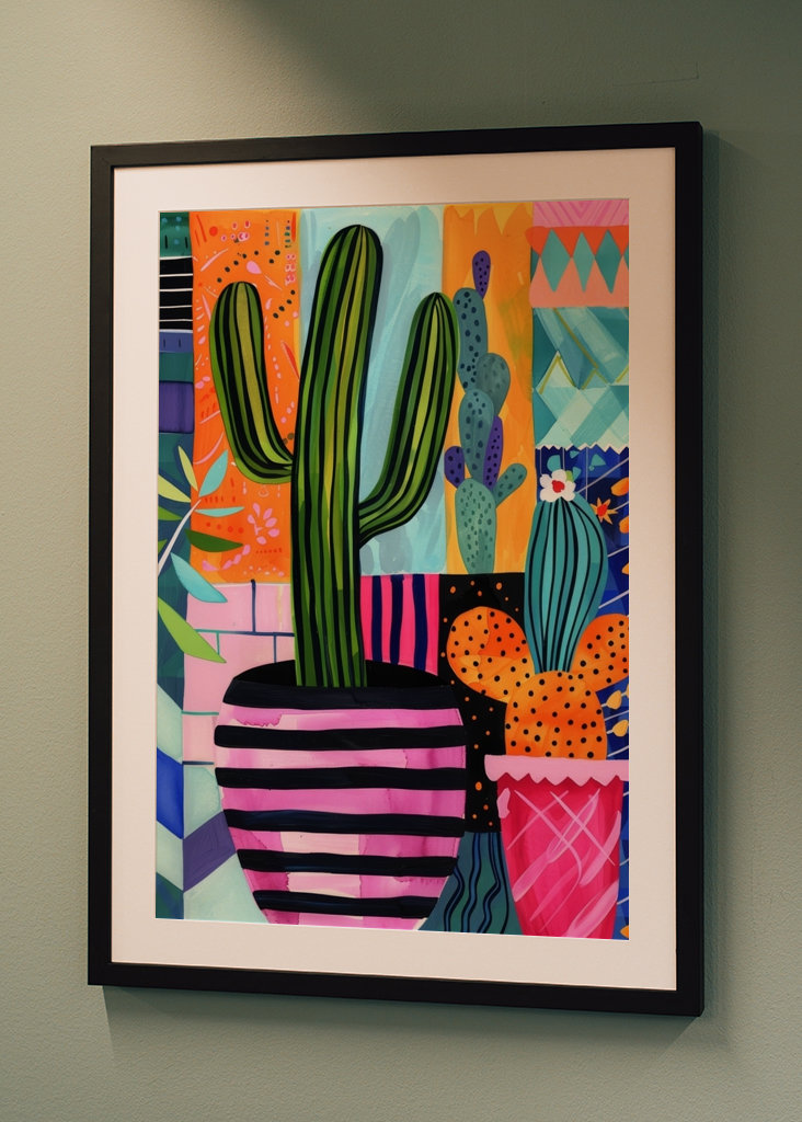 Cactus on colorful background