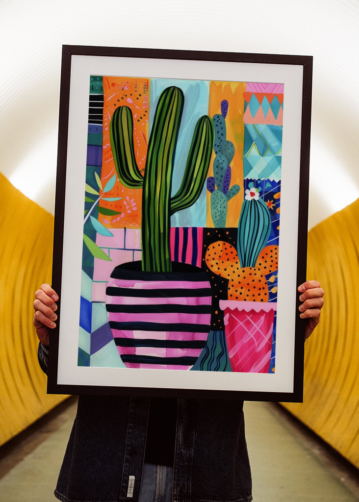 Cactus on colorful background