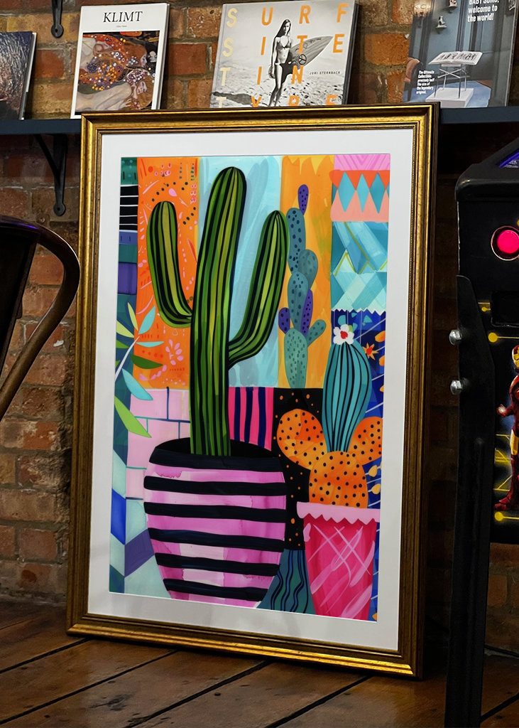 Cactus on colorful background