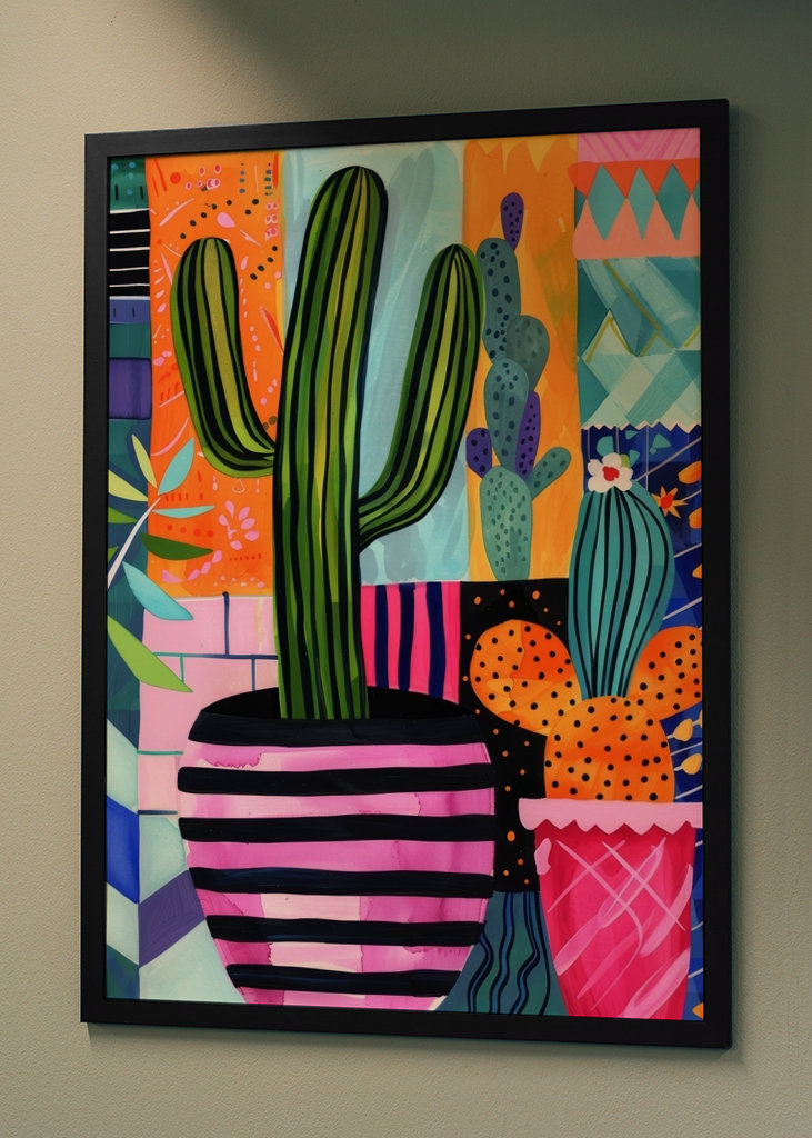Cactus on colorful background